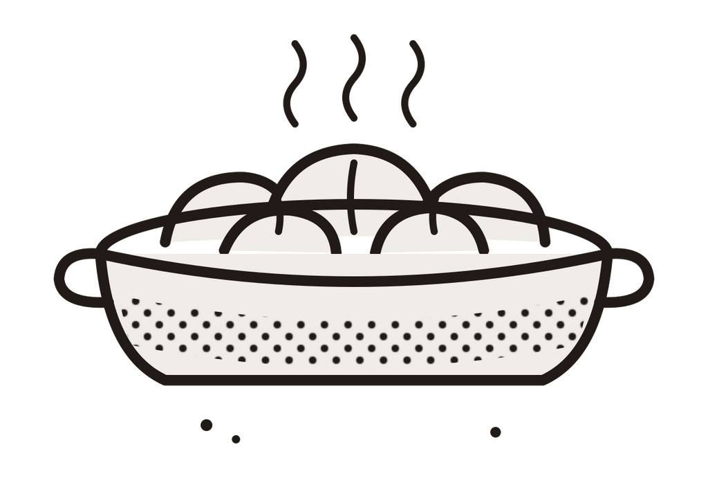 Line drawing of a gluten free croissant bread and butter pudding