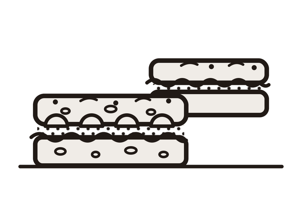 Line drawing of a gluten free focaccia sandwich