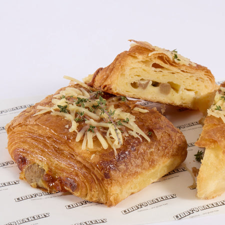 Two of Libby's gluten free bakery mushroom and cheese croissants 